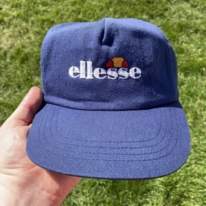 Vintage Ellesse Hat Cap Snapback Adjustable Blue Embroidered Logo Tennis Trucker - Picture 1 of 8