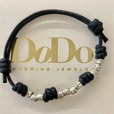 Dodo Pomellato Bracciale Nero Unisex Granelli Argento 100% Originale - Immagine 1 di 4