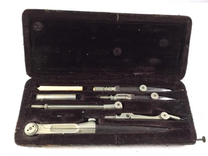 Antikes Zeichner Set mit schwarzem Leder Hartschalenkoffer - Bild 1 von 13