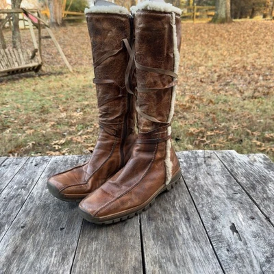 Vintage Aldo Italian Made Leather Fur Lined Knee High Boots Women's EU 40/US 9 - Image 1 of 4