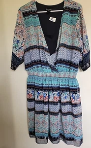 Abito Enfocus elastico in vita casual senza maniche multicolore taglie forti 18W casual NUOVO - Foto 1 di 3