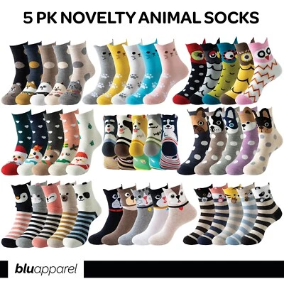 5er Pack Tiersocken Neuheit lustige Socken Geschenke für sie Frauen Mädchen Baumwolle bequem - Bild 1 von 4