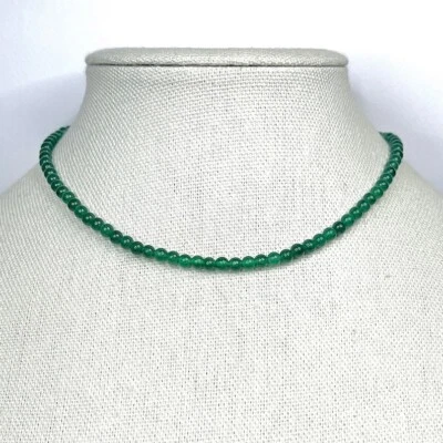 Handgefertigter Schmuck 4-6 mm Grün Smaragd Jade Glatt Rund Edelstein Perlen ... - Bild 1 von 4