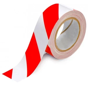 Rollo de cinta de advertencia de peligro rojo y blanco para uso en almacén 48 mm x 33 m - Imagen 1 de 10