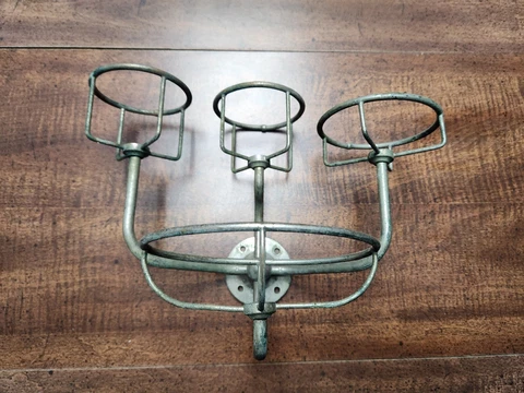 Vintage circa 1920's Chrome Metal Bathroom Wall Mount Soap & 3 Cup Holder, Used Cover