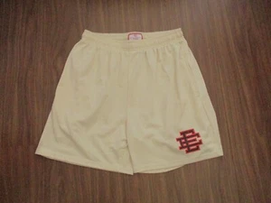 Eric Emanuel EE Shorts Mens Size XL Beige Athletic Drawstring Pockets Logo Mesh - Picture 1 of 14