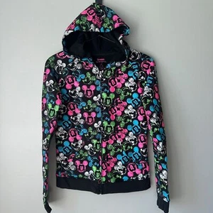 Disneyland Resort Mickey Mouse Neon Zip Hoodie Girls Medium - Picture 1 of 6