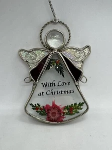 ANGELO in vetro colorato ornamento fiori pressati con amore a Natale - Foto 1 di 2