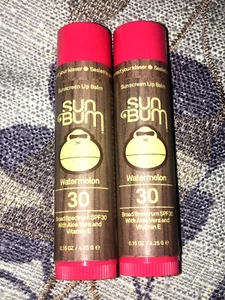 SUN BUM Set of 2 WATERMELON LIP BALM Sun Protection SPF 30 Full Size CHAPSTICK - Picture 1 of 9