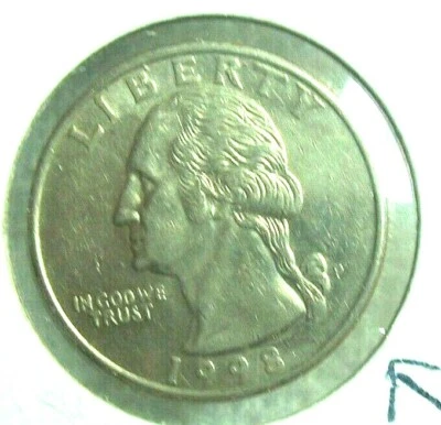 1998 P WASHINGTON CLAD QUARTER DOLLAR ERROR DIE CRACK - Image 1 of 4