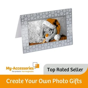 Blank Silver Christmas Card Pack of 6 with 6 x 4 inch Photo Insert Size - Picture 1 of 5