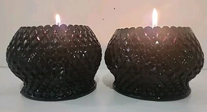 Juego de 2 candelabros votivos vintage de vidrio amatista negro con punta de diamante de 4,5" W - Imagen 1 de 9