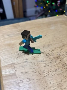 MATTEL MOJANG MICRO COLLECTION MINECRAFT " STEVE FIGURE WITH STAND - Picture 1 of 6