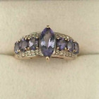 3.20Ct Marquise Cut Lab Created Tanzanite Engagement Ring 14k Yellow Gold Plated