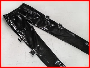 sz 26-28 Lip Service Buckles & PVC Black pants punk goth bondage bat attack - Picture 1 of 6