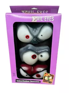 Vintage 2002 Light Up Evil Eyes Stakes Halloween Decor Set Of 3 - Picture 1 of 5