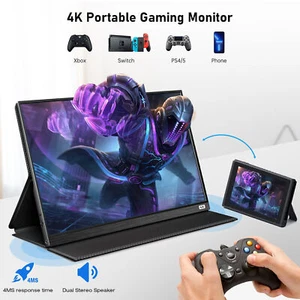 4K UHD Portable Monitor 15.6" Ultra-Thin External Monitors 80% sRGB IPS Screen - Picture 1 of 12