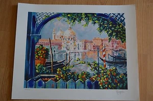 ALAIN RAGARU Original Color Limited Embellished Color Lithograph ~ Terrace - Bild 1 von 4