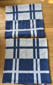 PAIR Williams Sonoma Home Cashmere & Wool PILLOW COVERS BLUE NEW - Picture 1 of 7