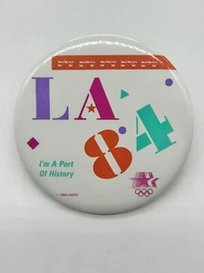 Vintage 1984 3” Official Olympics Los Angeles Welcome Bienvenue Button Pinback - Picture 1 of 3