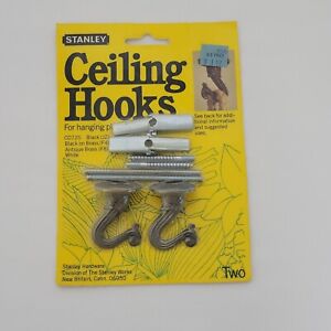 Vintage Pack of 2 Stanley Hardware CD725 Brass Ceiling Hooks New Sealed