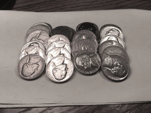 1962 Partial 28 pc Roll of Impaired Proof Jefferson Nickels with Doubled Dies Cover