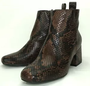 Para mujer Marrón Piel de Serpiente Bota al Tobillo Talla 6 Espuma Memorial Tacones Tiempo y Tru - Imagen 1 de 10