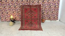 Moroccan Rhamna Handmade Vintage Rug 3ft6x5ft2 Bohemian Floral Mute Red Area Rug