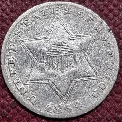 1854 Three Cent Piece 3c Silver Trime Higher Grade XF #96639 - Image 1 of 2