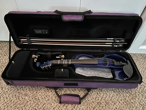 Yamaha EV-205 5-String Electric Violin (RARE Blue Model) w/ Travel Bag & 2 Bows - Picture 1 of 17