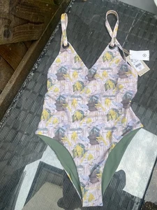 NEW DXPLY TURN SWIMWEAR  ONE PEICE SWIMSUIT - TIE BACK- KHAKI - MEDIUM -UK 10/12 - Picture 1 of 13