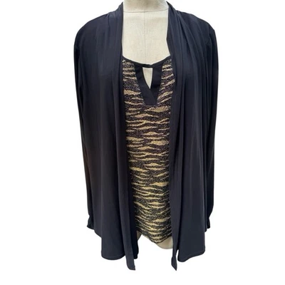 Blusa Coral Bay XL Metálica Estampado Tigre Tanque con Chaqueta Adjunta NUEVA Foto 1 de 4