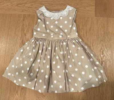 Usado en Excelente Condición Vestido Neiman Marcus Jason Wu Bebé Niña 2T Encaje Taupe Lunares Forrado Foto 1 de 3