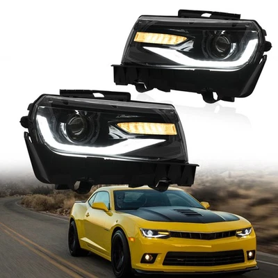 VLAND LED Projector Headlights For 2014 2015 Chevrolet Chevy Camaro Sequential - Image 1 of 4
