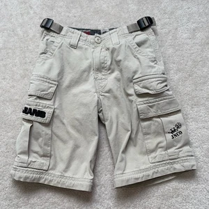 JNCO Shorts Boys Youth 8 Beige Khaki Cargo Crown Logo Y2K Skate Pockets *Read* - Picture 1 of 12