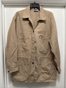 Vtg DKNY Mens Jean Jacket Size Small Brown Oversized Hip Hop Rap Y2K 1990s NOS - Picture 1 of 8
