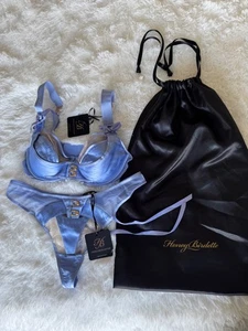 NWT Honey Birdette Liva Set Bra 34C and Thong Size Medium Baby Blue - Picture 1 of 12