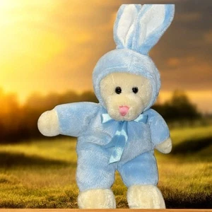 Dan Dee Plush Bunny Rabbit Stuffed Animal Baby Shower Gift Ribbon Nursery Blue - Picture 1 of 10