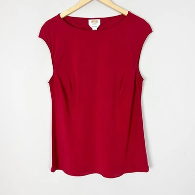 Blusa sin mangas vintage Talbots roja de seda sin mangas clásica talla 14W para mujer Foto 1 de 3