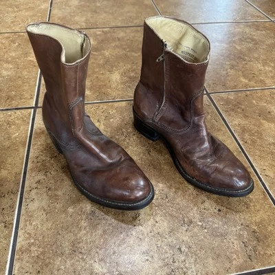 Vintage Military Boots USAS 741 1-1967/50 Steel Toe Boots Brown western Rare - Image 1 of 4