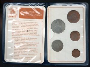 BRITAIN'S FIRST DECIMAL COINS with Time-Capsule info card in Presentation Wallet
