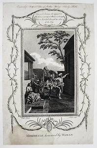 Mordecai von Haman geehrt Triumpf Kaiser Bibel seltener Kupferstich ca 1760 - Picture 1 of 1