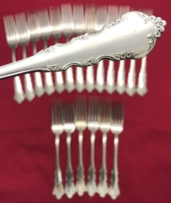 20 шт. винтажных посеребренных обеденных вилок DRESDEN ROSE 7 3/8 дюйма Reed & Barton - Изображение 1 из 4