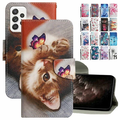 Flip Cat Flower Lion Phone Case For Samsung A22 A32 A50 A71 A01 A12 A52 A42 A51 - Image 1 of 4