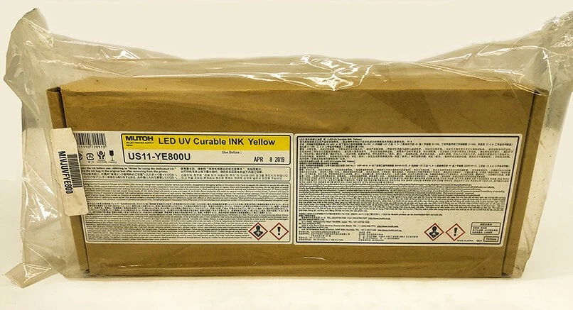 MUTOH YELLOW Flexible Ink US11-YE800U, DATED 2019,  for ValueJet 1638UH/1638UR - Image 1 of 1