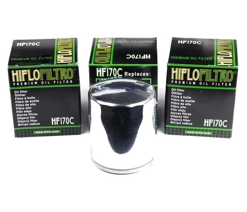 3x Hiflo HF170C Filtro De Aceite Cromado - Imagen 1 de 3