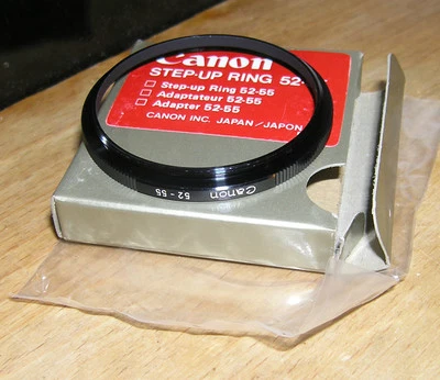 genuine canon fd era 52mm to 55mm step up ring boxed (1980's) - Image 1 of 2