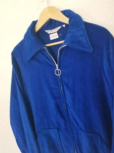 Vintage 1970s 70s SAKS 5th Jumper full zip Terry big collar Jacket Men XL Velvet - Picture 1 of 7