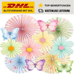 Blütenförmige Papierfächer | Dekorativ für Gartenpartys - Bild 1 von 8