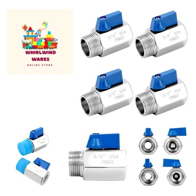 Mini Ball Valve, 4 Pack 3/4" NPT Thread Female and Male 304 Stainless Steel S... - Image 1 of 4